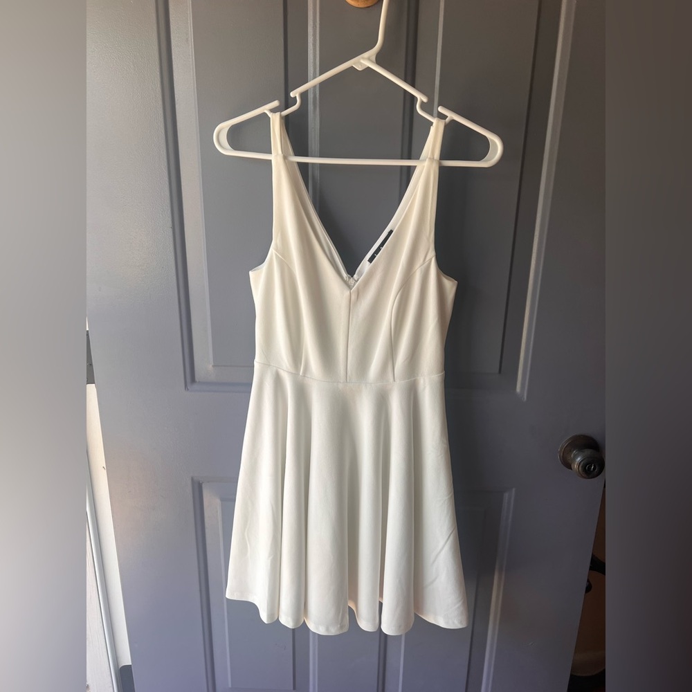 Lulu's White V-Neck Skater Mini Dress